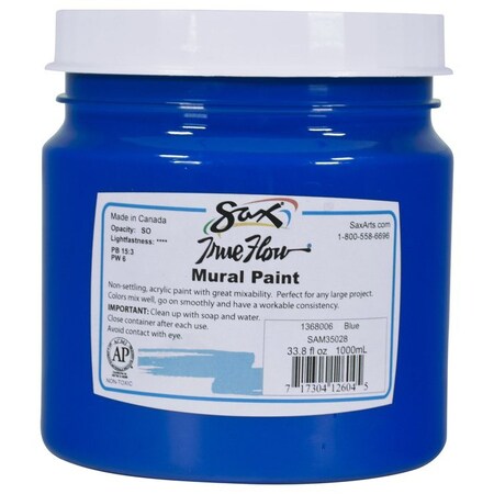 Sax True Flow Acrylic Mural Paint, 33.8 Ounce Plastic Container, Blue SAM35028